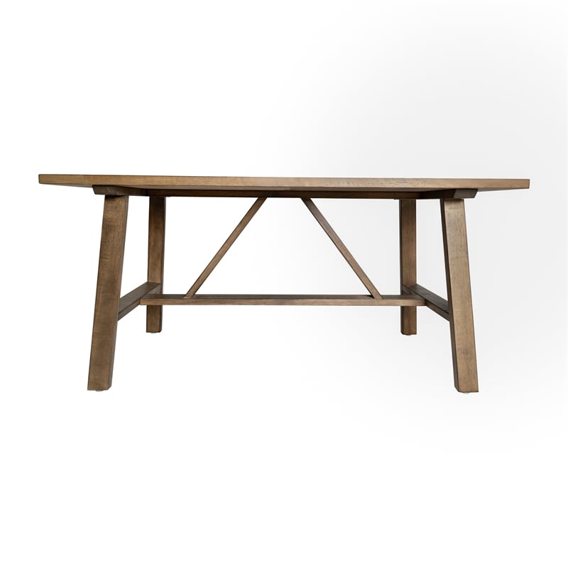 Pemberly Row Solid Wood Farmhouse Trestle Style Coffee Table in Rustic Brown