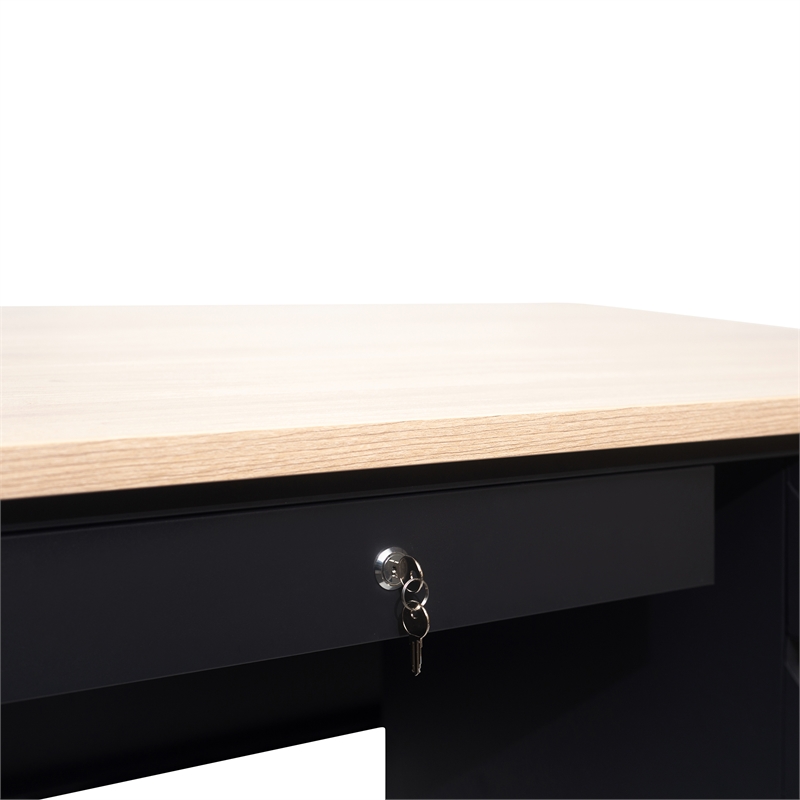 Pemberly Row 30x48 Right Side Single Pedestal Desk with 3 Locking Drawers