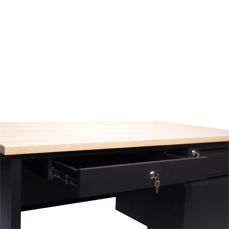Pemberly Row 30x48 Right Side Single Pedestal Desk with 3 Locking Drawers
