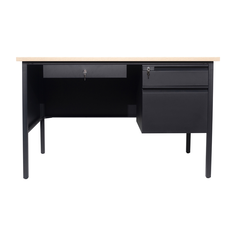 Pemberly Row 30x48 Right Side Single Pedestal Desk with 3 Locking Drawers
