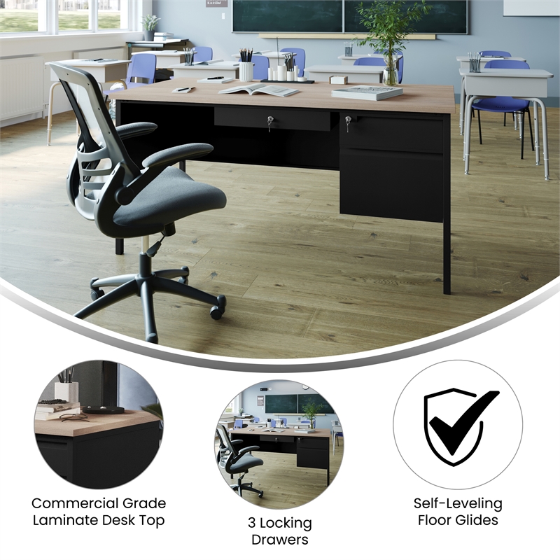 Pemberly Row 30x60 Right Side Single Pedestal Desk with 3 Locking Drawers