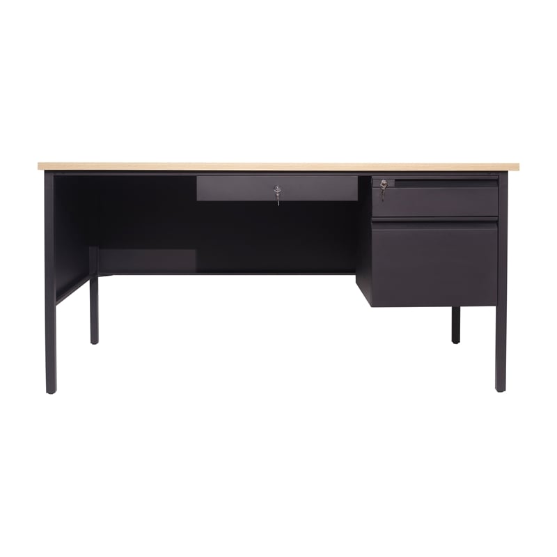 Pemberly Row 30x60 Right Side Single Pedestal Desk with 3 Locking Drawers