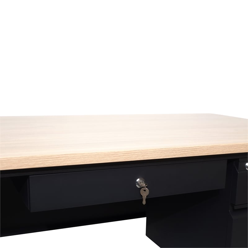 Pemberly Row 30x60 Right Side Single Pedestal Desk with 3 Locking Drawers