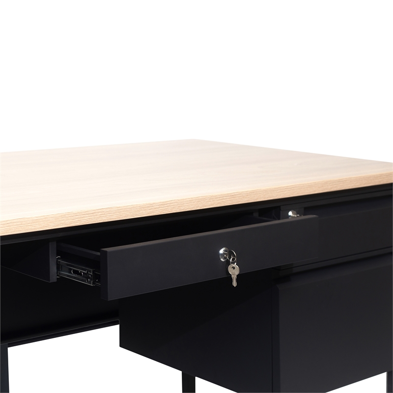 Pemberly Row 30x60 Right Side Single Pedestal Desk with 3 Locking Drawers