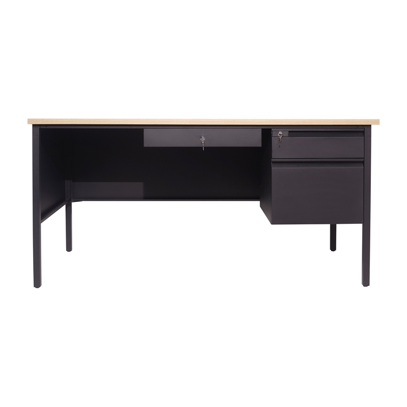 Pemberly Row 30x60 Right Side Single Pedestal Desk with 3 Locking Drawers