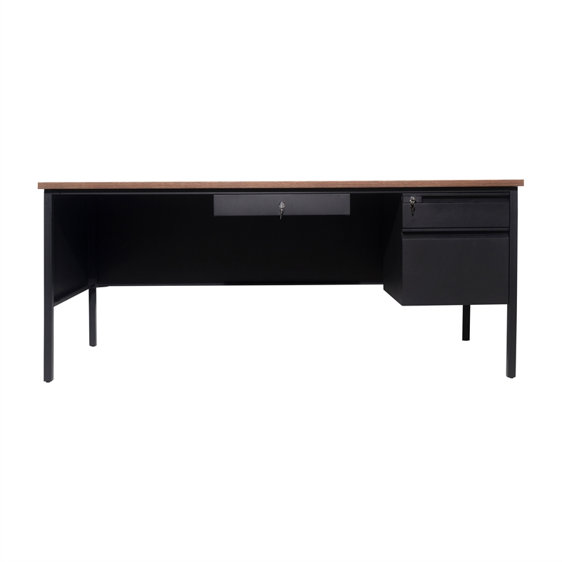 Pemberly Row 30x70 Right Side Single Pedestal Desk with 3 Locking Drawers