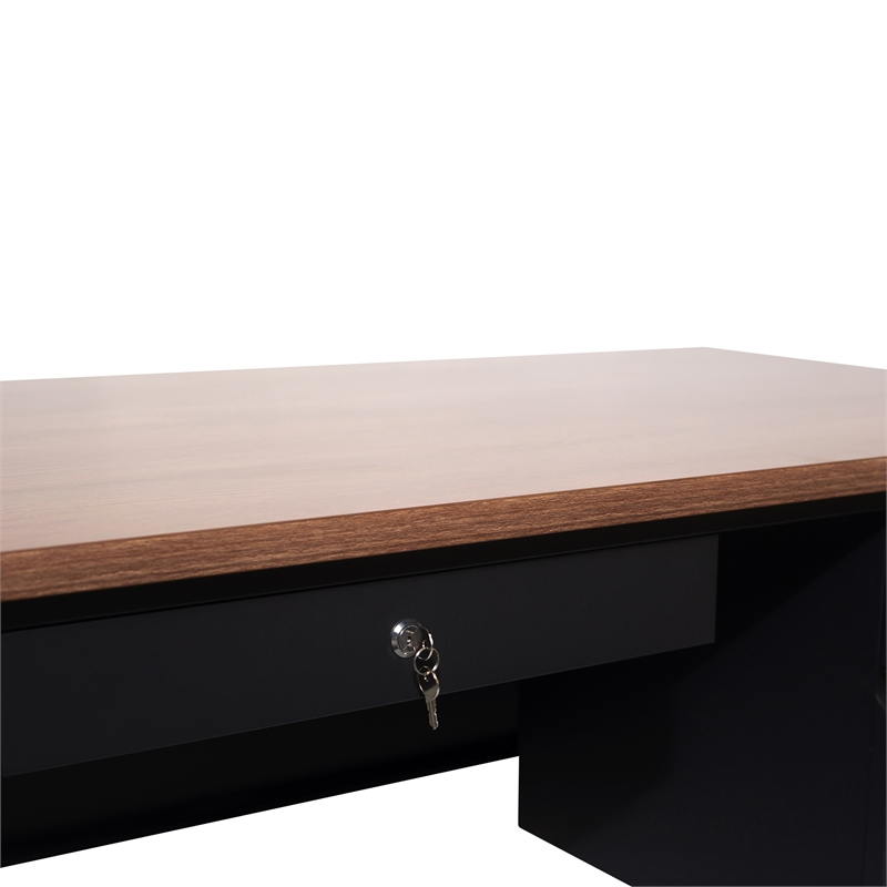 Pemberly Row 30x70 Right Side Single Pedestal Desk with 3 Locking Drawers