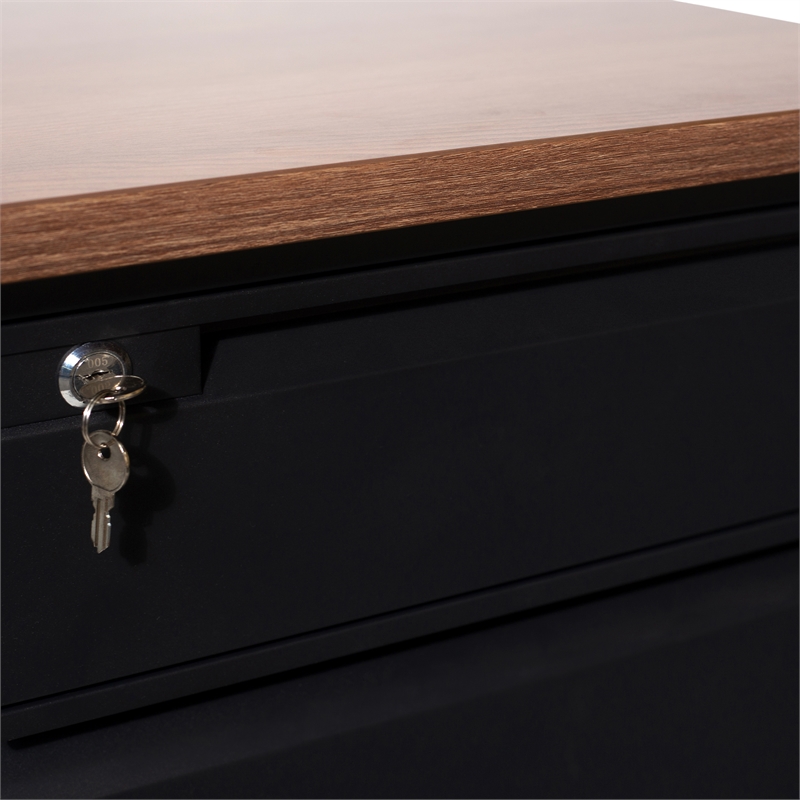Pemberly Row 30x70 Right Side Single Pedestal Desk with 3 Locking Drawers