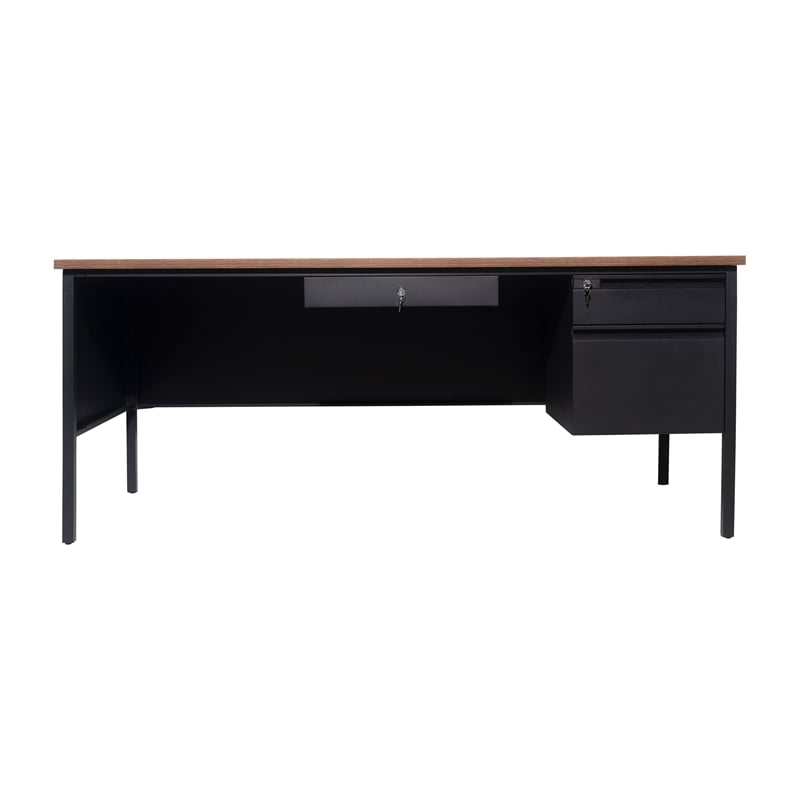 Pemberly Row 30x70 Right Side Single Pedestal Desk with 3 Locking Drawers