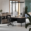Pemberly Row 50x60 Double Pedestal Desk with 5 Locking Drawers in White Oak