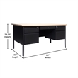 Pemberly Row 50x60 Double Pedestal Desk with 5 Locking Drawers in White Oak