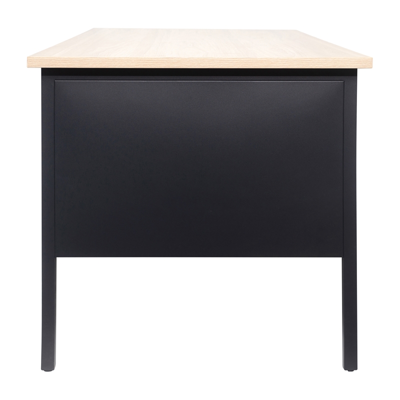 Pemberly Row 50x60 Double Pedestal Desk with 5 Locking Drawers in White Oak