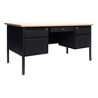 Pemberly Row 50x60 Double Pedestal Desk with 5 Locking Drawers in White Oak