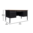 Pemberly Row 50x60 Double Pedestal Desk with 5 Locking Drawers in Walnut