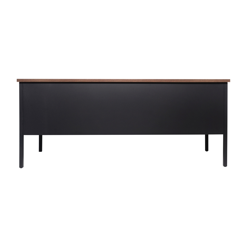 Pemberly Row 50x60 Double Pedestal Desk with 5 Locking Drawers in Walnut