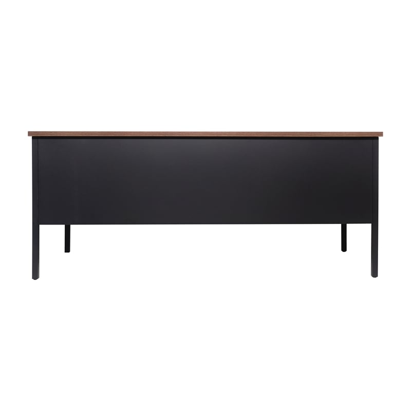 Pemberly Row 50x60 Double Pedestal Desk with 5 Locking Drawers in Walnut