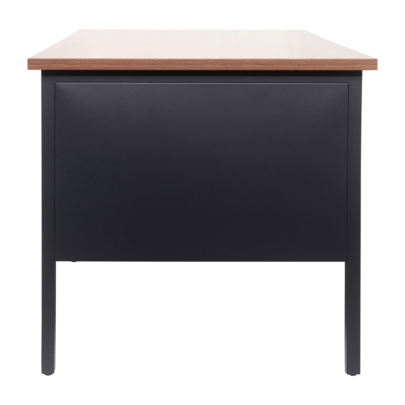 Pemberly Row 50x60 Double Pedestal Desk with 5 Locking Drawers in Walnut