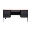 Pemberly Row 50x60 Double Pedestal Desk with 5 Locking Drawers in Walnut