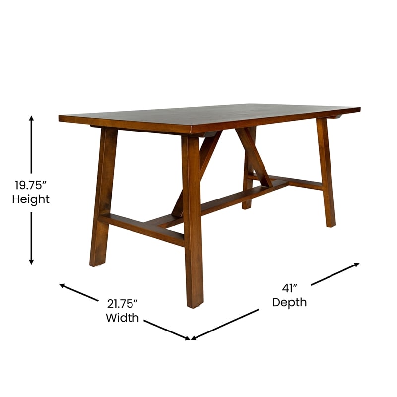 Pemberly Row Solid Wood Farmhouse Trestle Style Coffee Table in Walnut