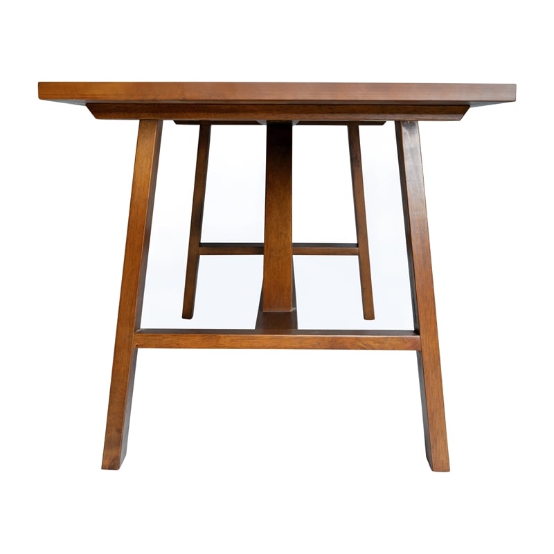 Pemberly Row Solid Wood Farmhouse Trestle Style Coffee Table in Walnut