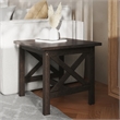 Pemberly Row Solid Wood Farmhouse X-Frame End Table in Dark Gray