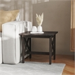 Pemberly Row Solid Wood Farmhouse X-Frame End Table in Dark Gray