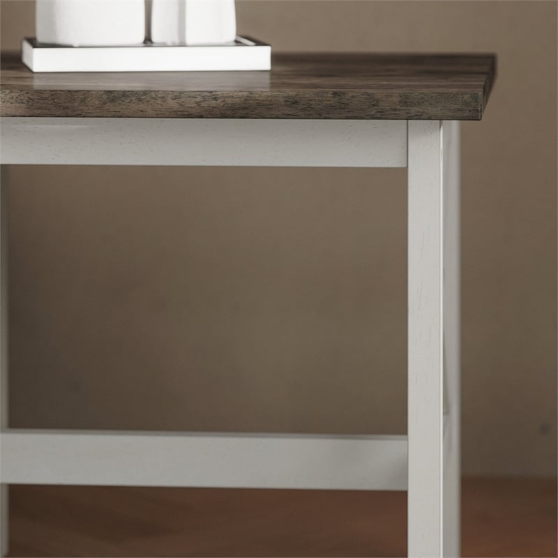 Pemberly Row Solid Wood Farmhouse End Table in Acacia Gray and Rustic White