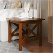 Pemberly Row Solid Wood Farmhouse X-Frame End Table in Walnut