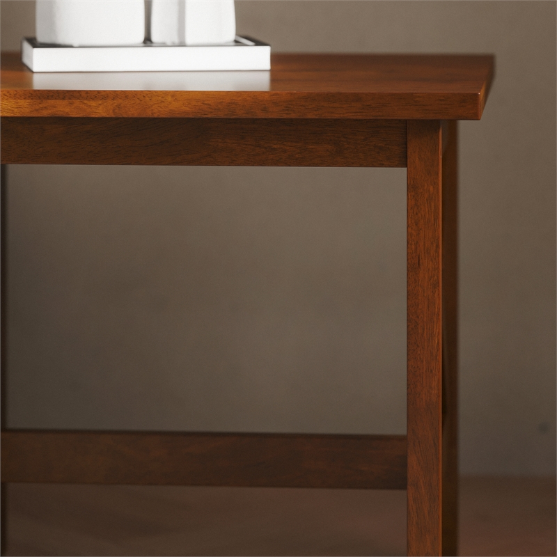 Pemberly Row Solid Wood Farmhouse X-Frame End Table in Walnut
