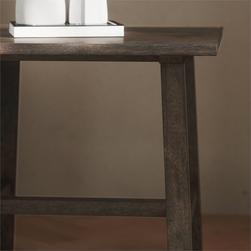 Pemberly Row Solid Wood Farmhouse Trestle Style End Table in Dark Gray