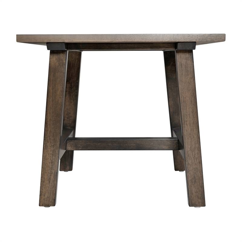 Pemberly Row Solid Wood Farmhouse Trestle Style End Table in Dark Gray