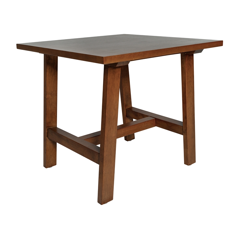 Pemberly Row Solid Wood Farmhouse Trestle Style End Table in Walnut
