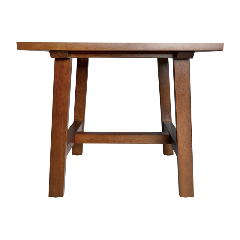 Pemberly Row Solid Wood Farmhouse Trestle Style End Table in Walnut