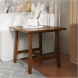 Pemberly Row Solid Wood Farmhouse Trestle Style End Table in Walnut