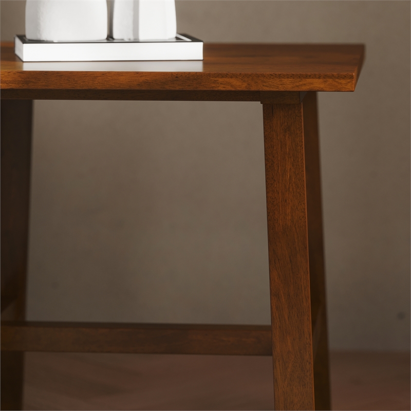 Pemberly Row Solid Wood Farmhouse Trestle Style End Table in Walnut