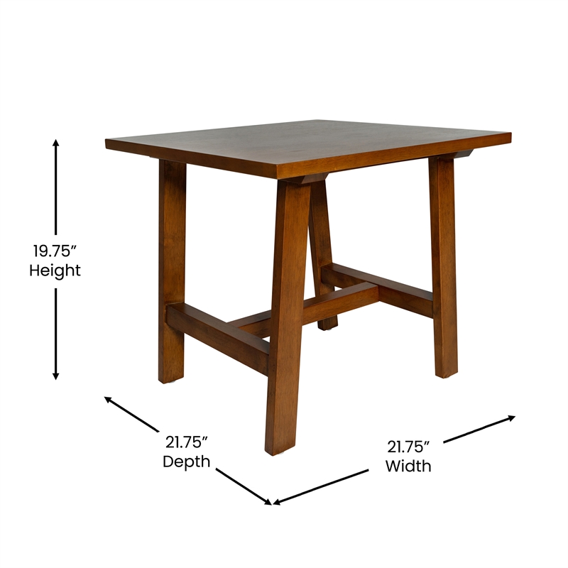 Pemberly Row Solid Wood Farmhouse Trestle Style End Table in Walnut