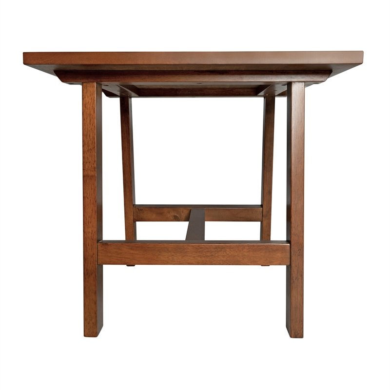 Pemberly Row Solid Wood Farmhouse Trestle Style End Table in Walnut