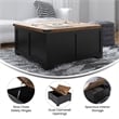 Pemberly Row Farmhouse Coffee Table with Hinged Lift Top & Storage in Black/Oak