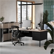 Pemberly Row 50x70 Double Pedestal Desk with 5 Locking Drawers in White Oak