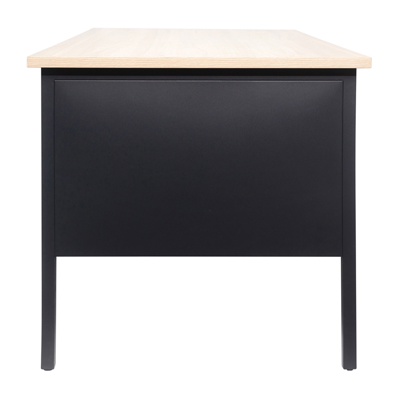 Pemberly Row 50x70 Double Pedestal Desk with 5 Locking Drawers in White Oak