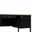 Pemberly Row 50x70 Double Pedestal Desk with 5 Locking Drawers in White Oak