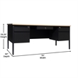 Pemberly Row 50x70 Double Pedestal Desk with 5 Locking Drawers in White Oak