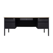 Pemberly Row 50x70 Double Pedestal Desk with 5 Locking Drawers in White Oak