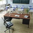 Pemberly Row 50x70 Double Pedestal Desk with 5 Locking Drawers in Walnut