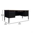 Pemberly Row 50x70 Double Pedestal Desk with 5 Locking Drawers in Walnut