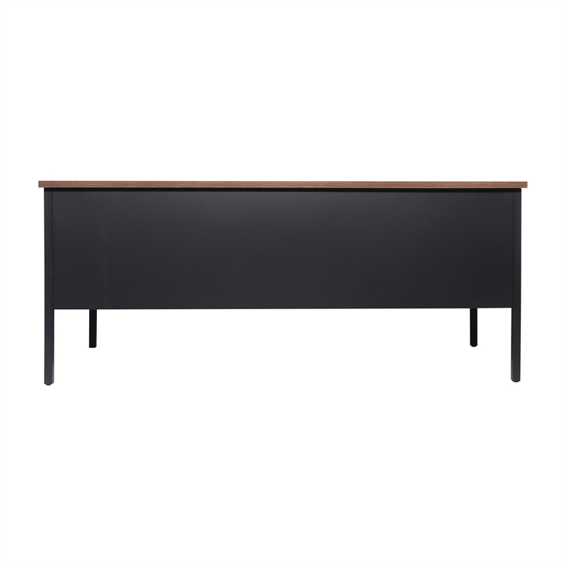Pemberly Row 50x70 Double Pedestal Desk with 5 Locking Drawers in Walnut