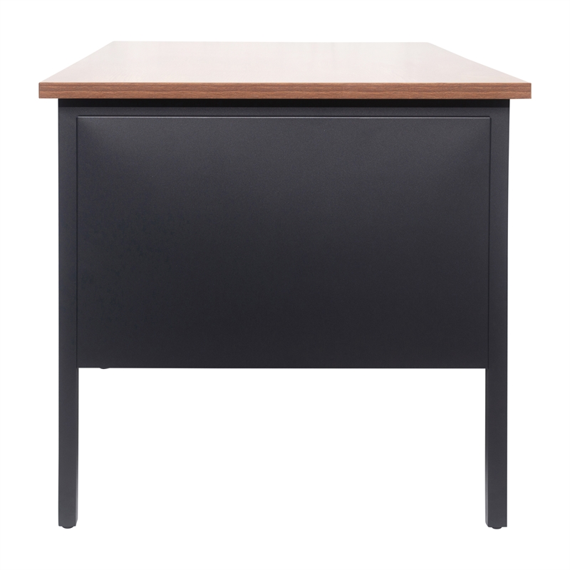 Pemberly Row 50x70 Double Pedestal Desk with 5 Locking Drawers in Walnut