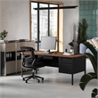 Pemberly Row 50x70 Double Pedestal Desk with 5 Locking Drawers in Walnut