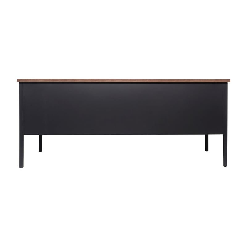 Pemberly Row 50x70 Double Pedestal Desk with 5 Locking Drawers in Walnut
