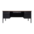 Pemberly Row 50x70 Double Pedestal Desk with 5 Locking Drawers in Walnut